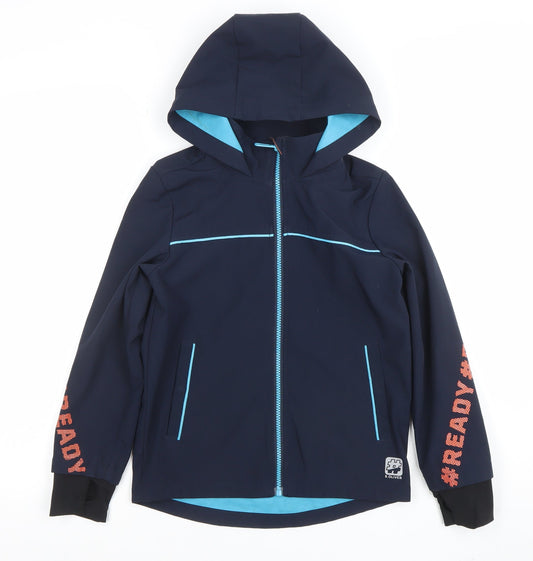 s.Oliver Boys Blue Hooded Soft Shell Jacket 8 Years Lined Water Resistant
