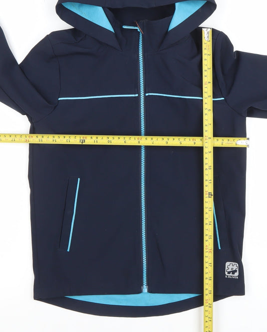 s.Oliver Boys Blue Hooded Soft Shell Jacket 8 Years Lined Water Resistant