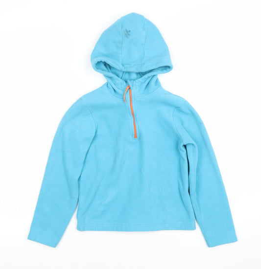 Mountain Warehouse Boys Blue Fleece 7-8 Years 1/2 Zip Hooded Pullover