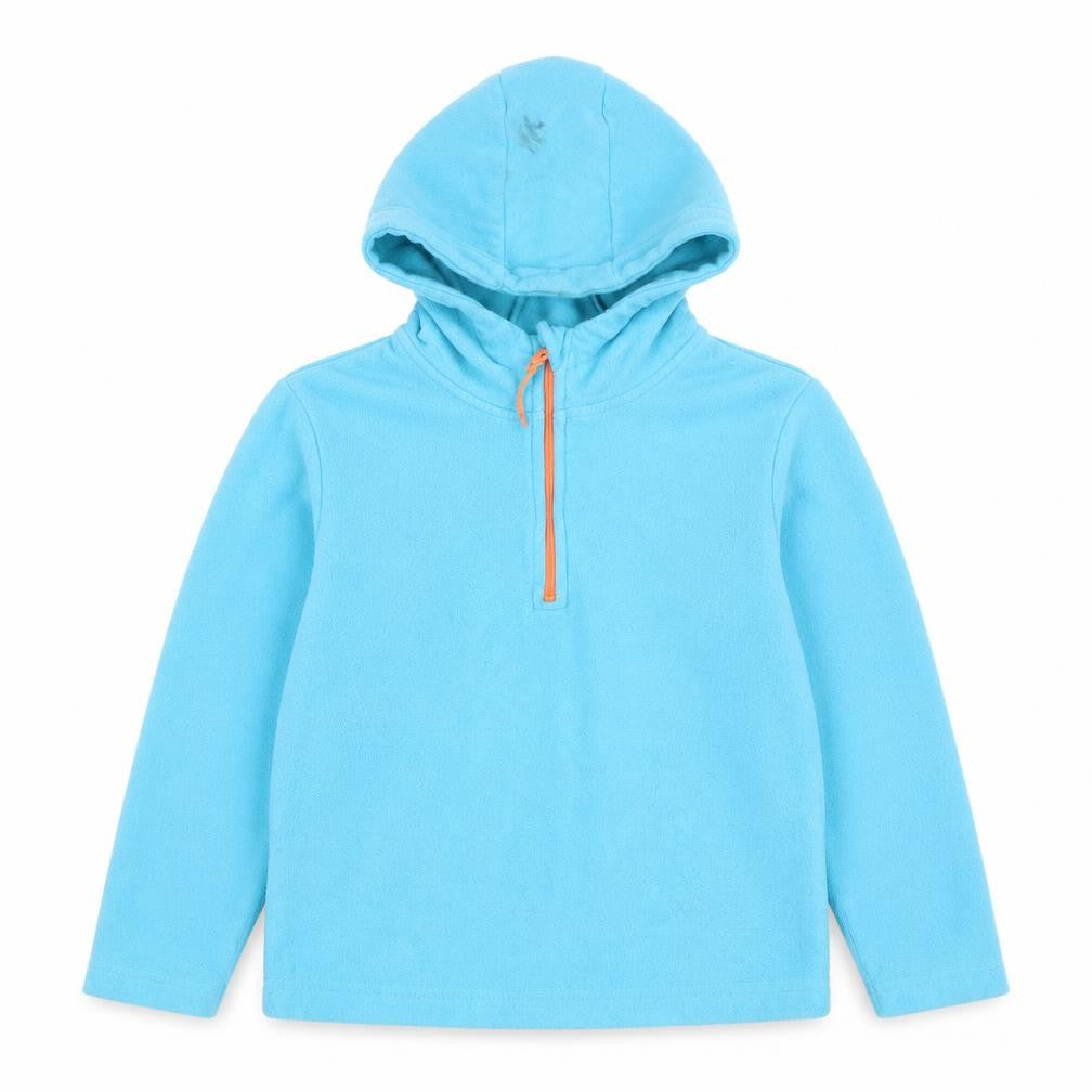 Mountain Warehouse Boys Blue Fleece 7-8 Years 1/2 Zip Hooded Pullover