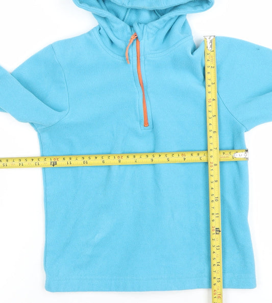 Mountain Warehouse Boys Blue Fleece 7-8 Years 1/2 Zip Hooded Pullover
