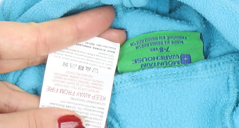 Mountain Warehouse Boys Blue Fleece 7-8 Years 1/2 Zip Hooded Pullover