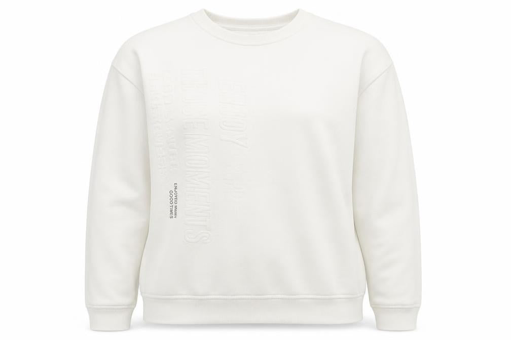 Pull & Bear Womens Ivory Crew Neck Pullover Sweatshirt L Regular Fit