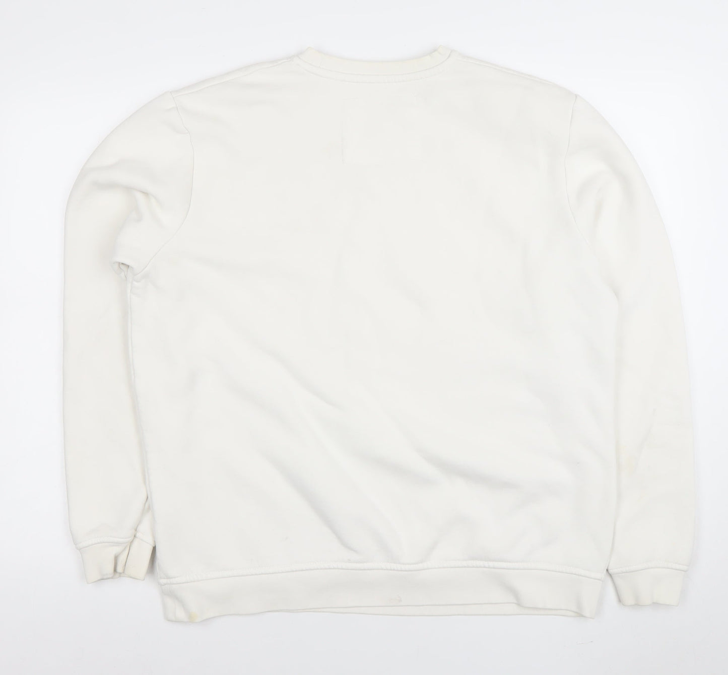 Pull & Bear Womens Ivory Crew Neck Pullover Sweatshirt L Regular Fit