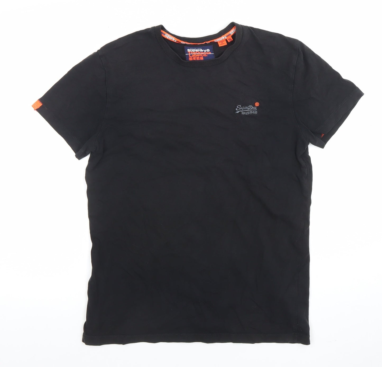 Superdry Men's Black Orange Label Crew Neck Slim Fit T-Shirt Size S