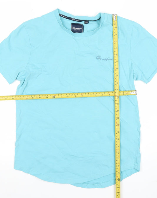 Paraffin Couture Men's Blue Medium Crew Neck Cotton T-Shirt