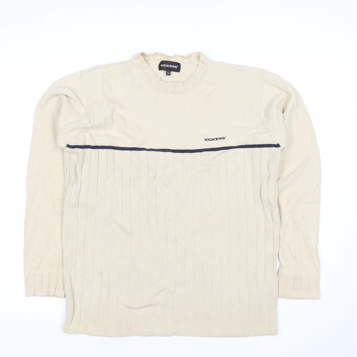 Kickers Men Beige Cotton Crew Neck Pullover Jumper M