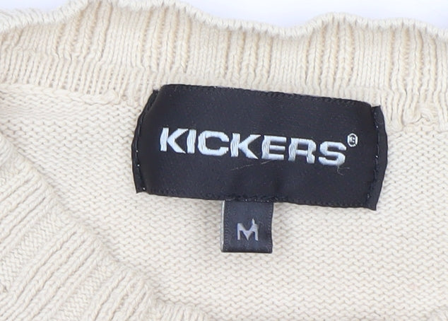 Kickers Men Beige Cotton Crew Neck Pullover Jumper M