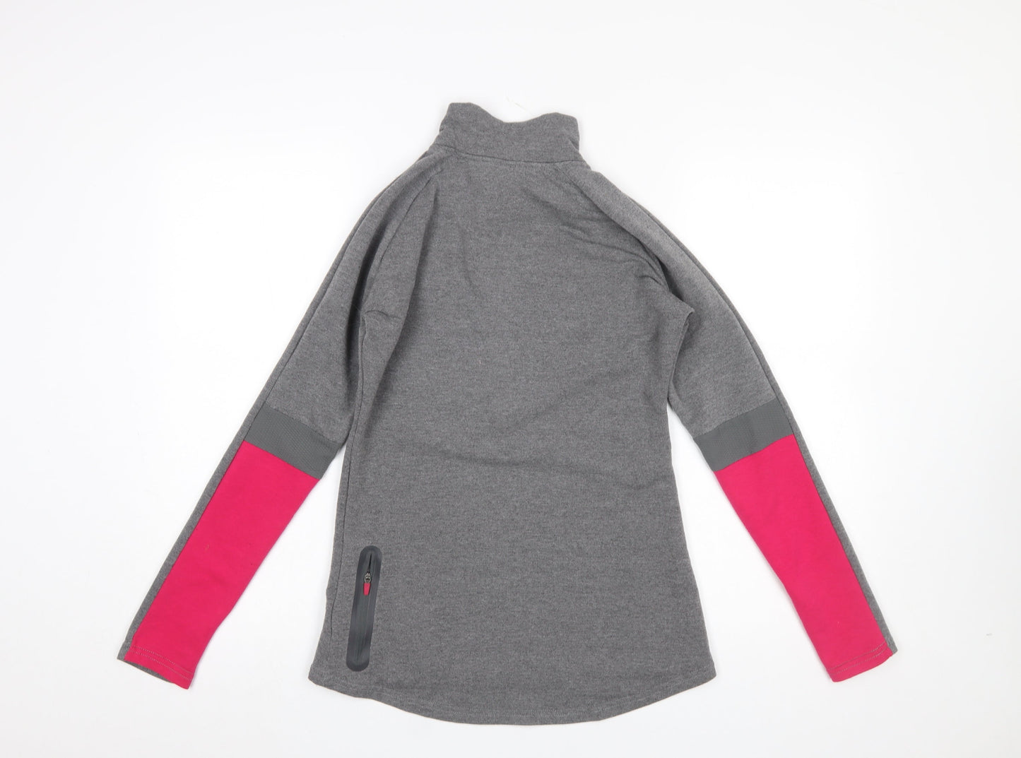 Gymshark Women Grey Pink 1/4 Zip Pullover Sweatshirt M