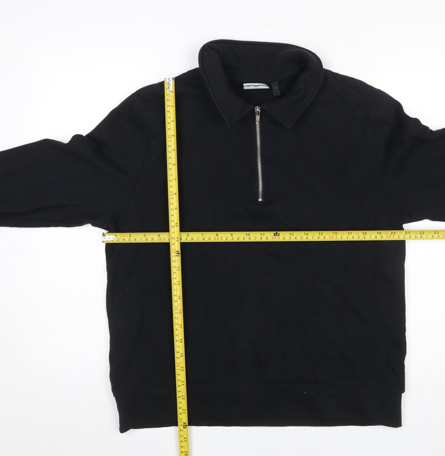 ASOS DESIGN Men's Black 1/2 Zip Collared Sweatshirt L Regular Fit