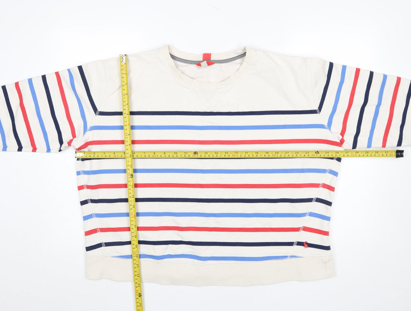 Joules Women Beige Multicoloured Striped Cotton Sweatshirt UK 18