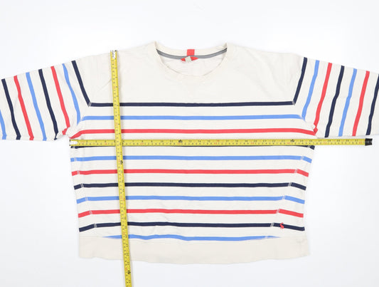 Joules Women Beige Multicoloured Striped Cotton Sweatshirt UK 18