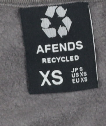 Afends Men’s Grey Pullover Hoodie XS Regular Fit Graphic Print