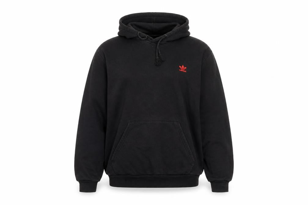 Front view of Adidas women’s black xl pullover hoodie cotton blend casual