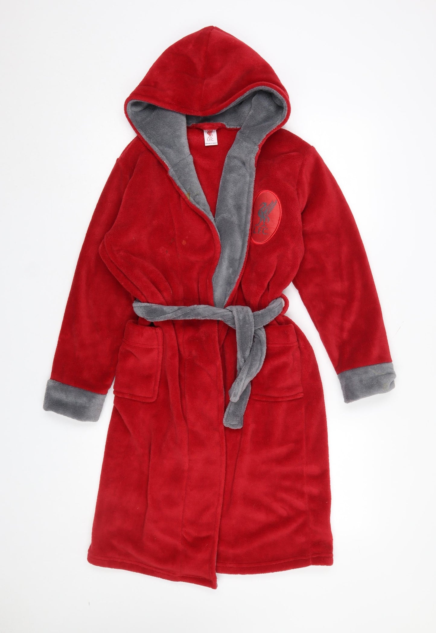 LFC Boys Red Fleece Hooded Robe 11-12 Years Belted Winter Nightwear