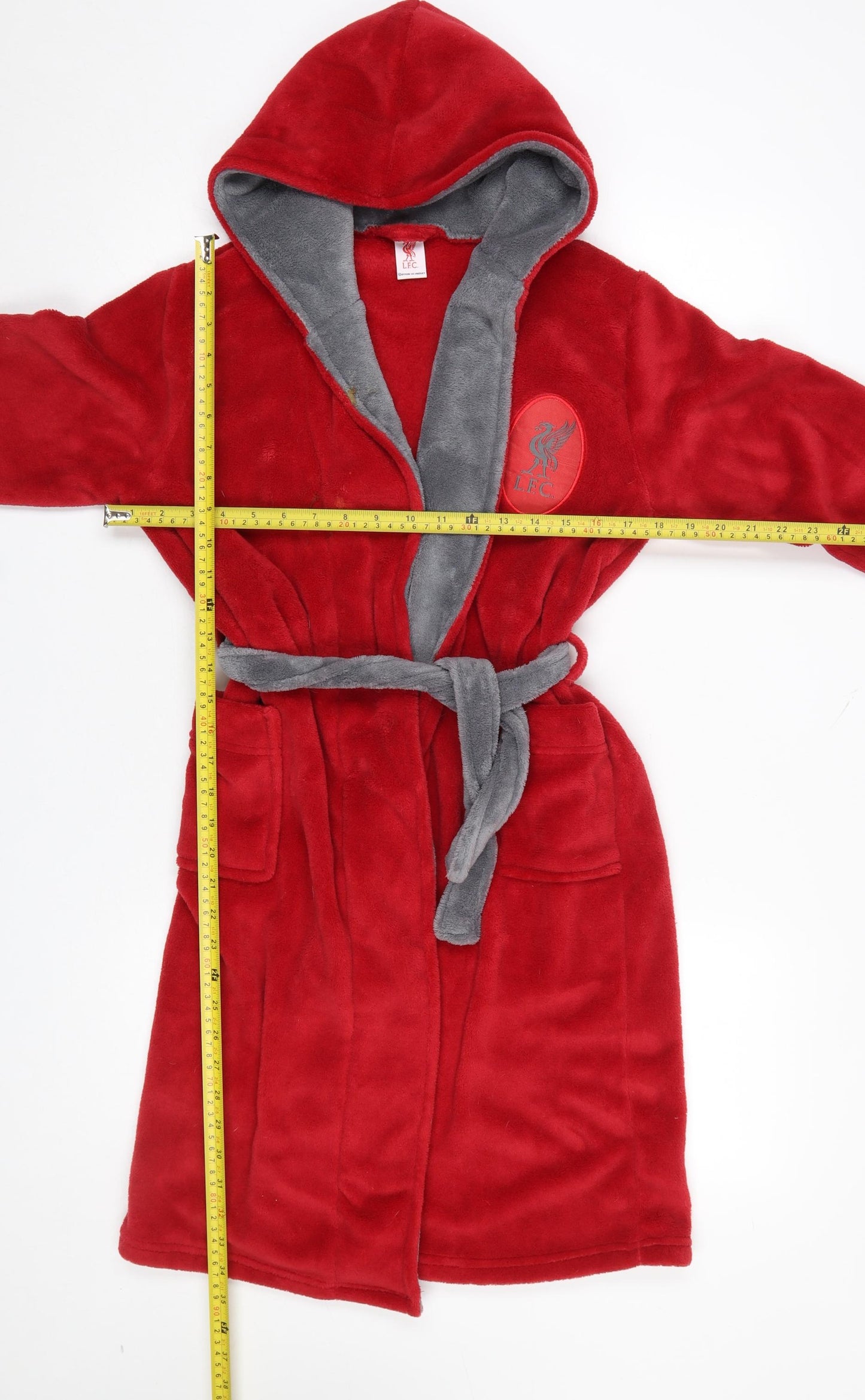 LFC Boys Red Fleece Hooded Robe 11-12 Years Belted Winter Nightwear