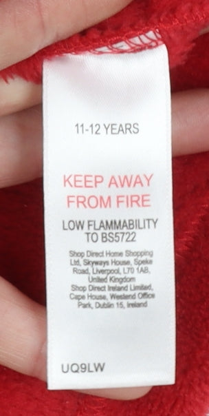 LFC Boys Red Fleece Hooded Robe 11-12 Years Belted Winter Nightwear