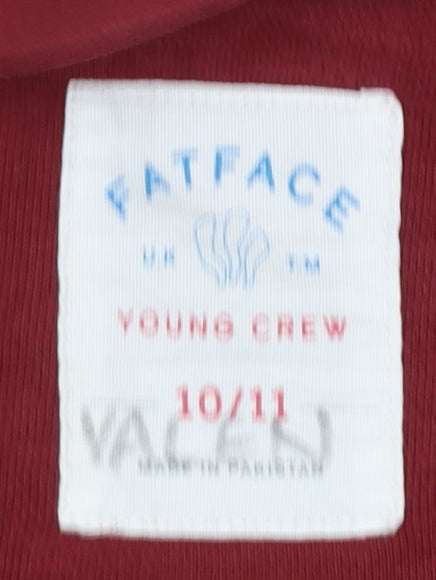 FatFace Boys Red Full Zip Hoodie 10-11 Years Cotton Blend Snowboard Print