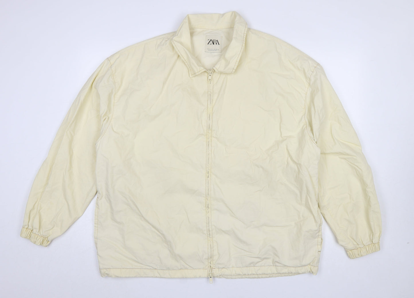 Zara Men's Ivory Cotton Lightweight Zip Jacket L