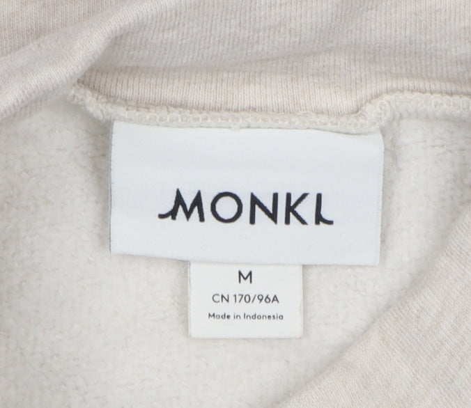 Monki Womens Beige Cropped Pullover Sweatshirt Medium Cotton
