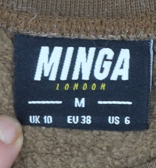 Minga London Women Brown Alaska Embroidered Pullover Sweatshirt UK 10