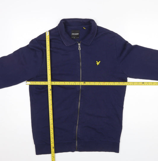 Lyle & Scott Men's Blue Full Zip Cotton Collared Sweatshirt L