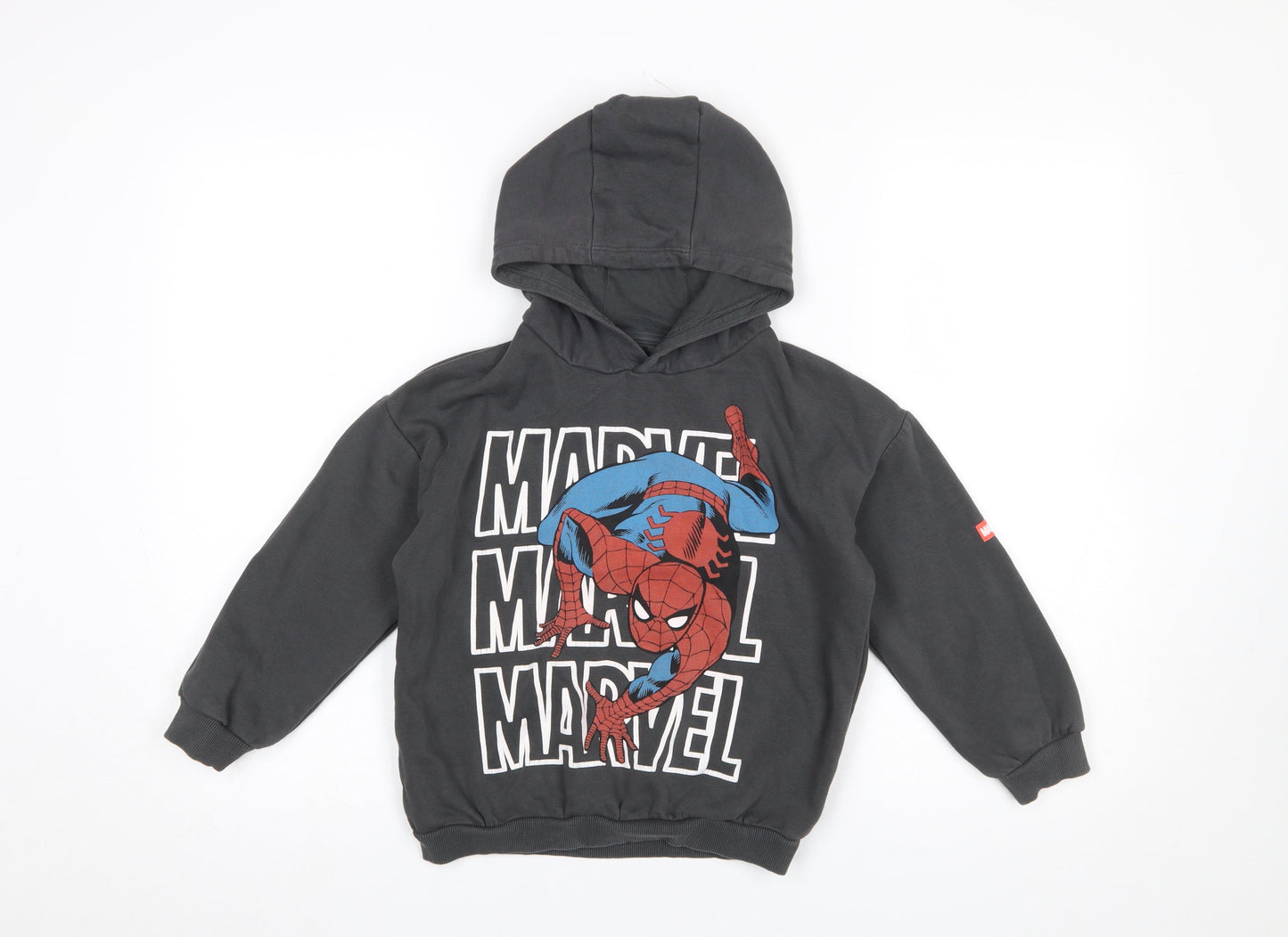 Marvel Spider-Man Boys Black Hoodie 6-7 Years Pullover Graphic Cotton Blend