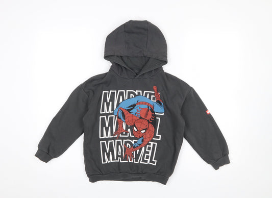 Marvel Spider-Man Boys Black Hoodie 6-7 Years Pullover Graphic Cotton Blend