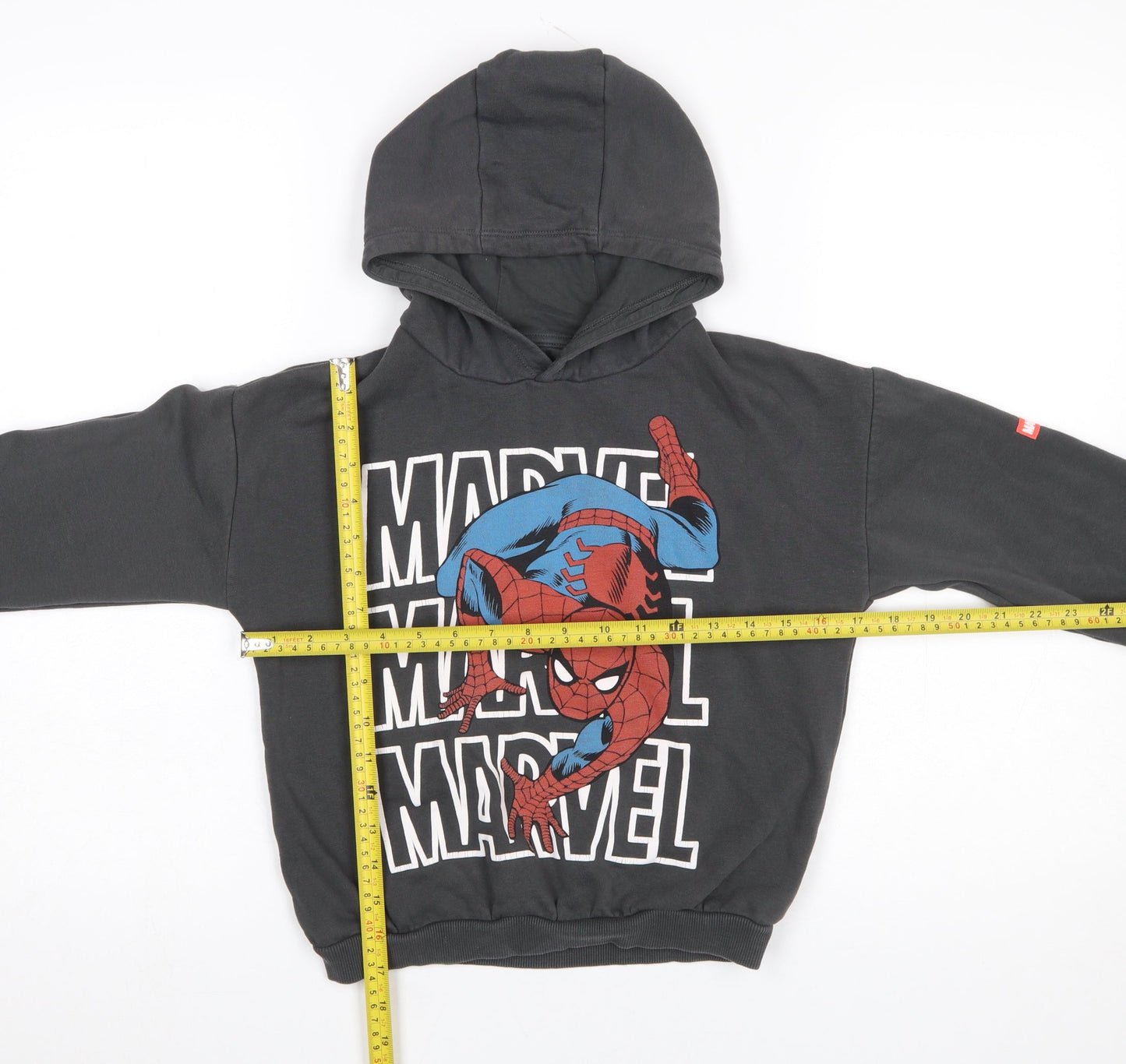 Marvel Spider-Man Boys Black Hoodie 6-7 Years Pullover Graphic Cotton Blend