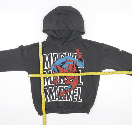 Marvel Spider-Man Boys Black Hoodie 6-7 Years Pullover Graphic Cotton Blend