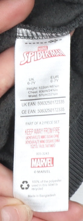 Marvel Spider-Man Boys Black Hoodie 6-7 Years Pullover Graphic Cotton Blend