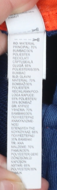 Adidas Boys Blue Full Zip Hoodie 15-16 Years Logo Stripe Design