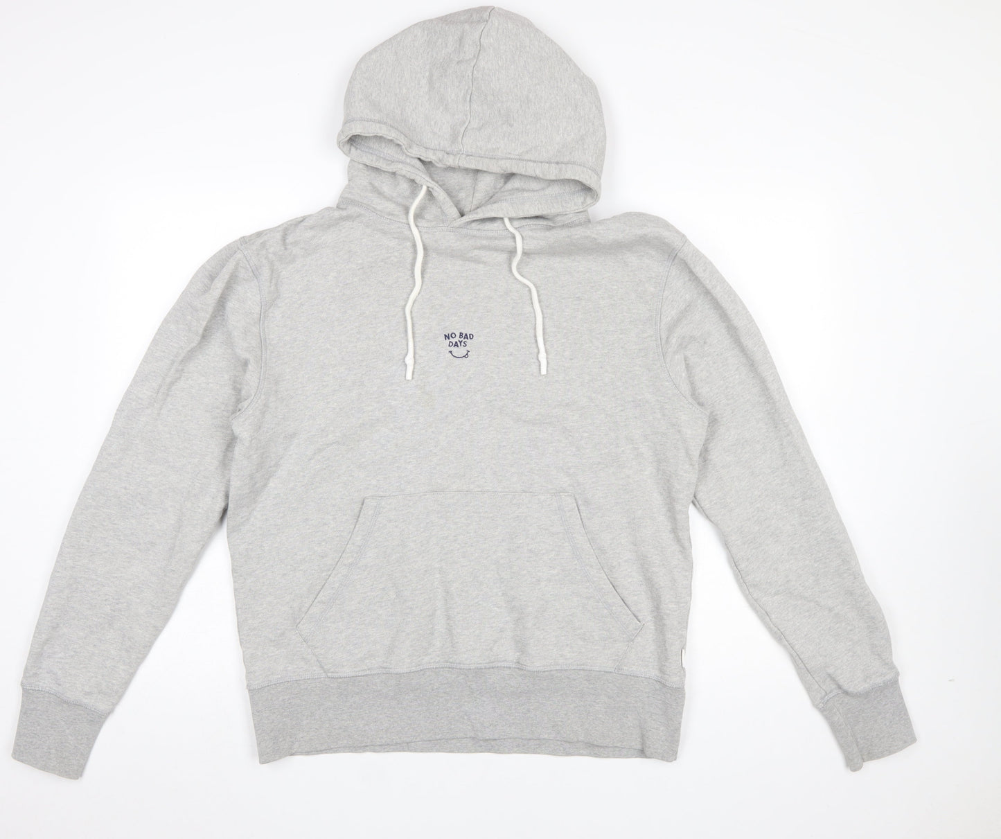 Edmond Studios Mens Grey Medium Pullover Hoodie Embroidered No Bad Days