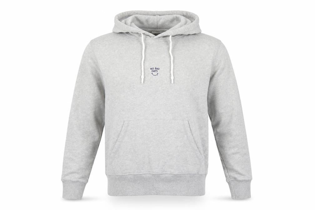 Edmond Studios Mens Grey Medium Pullover Hoodie Embroidered No Bad Days