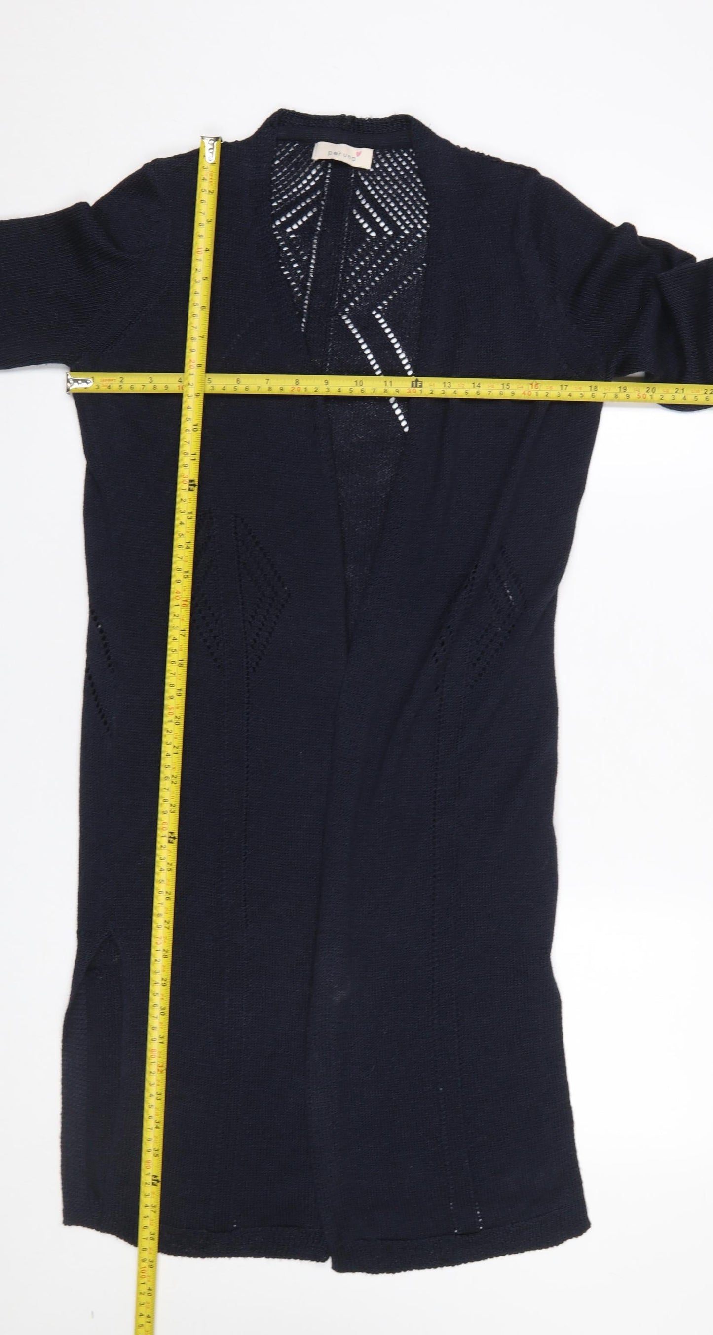 Marks and Spencer Per Una Women's Navy Longline Open Knit Cardigan UK 10