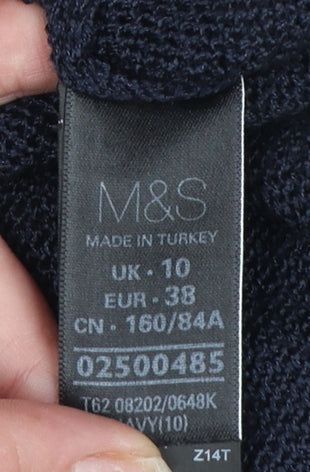Marks and Spencer Per Una Women's Navy Longline Open Knit Cardigan UK 10