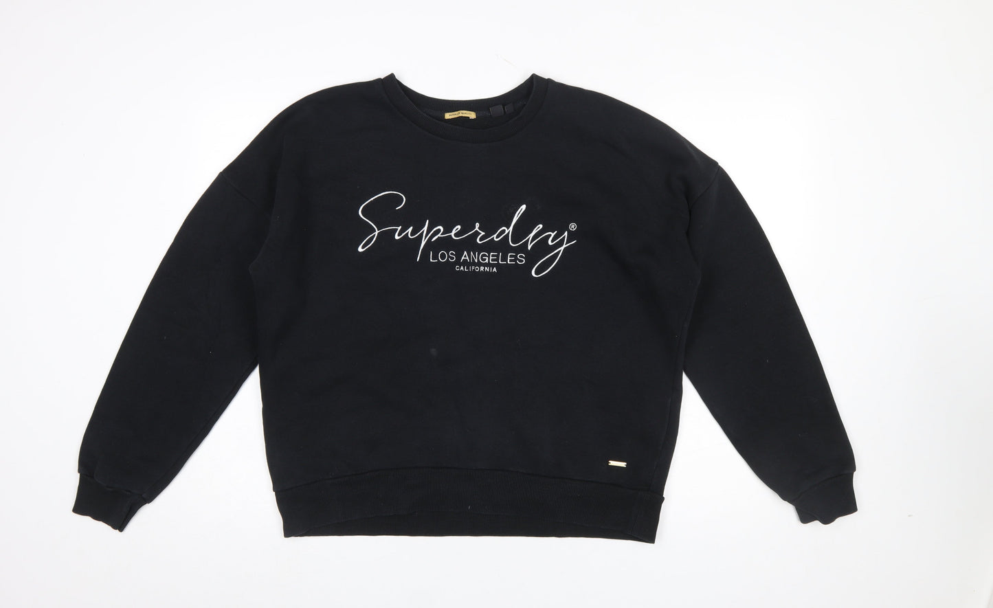 Superdry Womens Black Cotton Blend Sweatshirt Size 16 Pullover