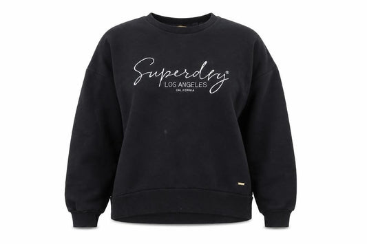 Superdry Womens Black Cotton Blend Sweatshirt Size 16 Pullover