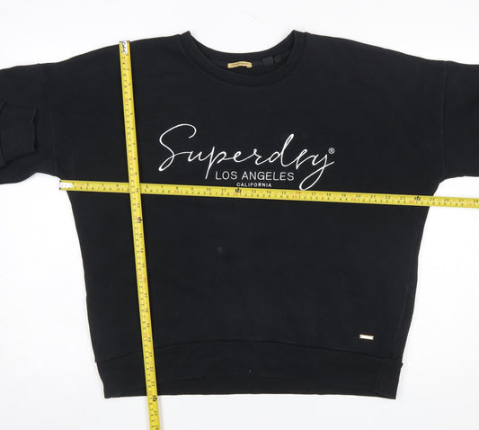 Superdry Womens Black Cotton Blend Sweatshirt Size 16 Pullover