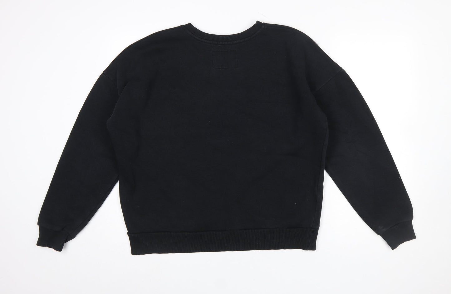 Superdry Womens Black Cotton Blend Sweatshirt Size 16 Pullover