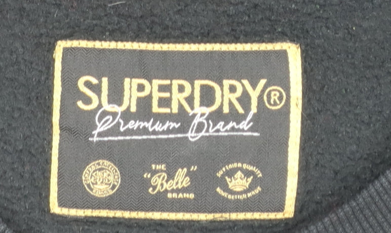 Superdry Womens Black Cotton Blend Sweatshirt Size 16 Pullover