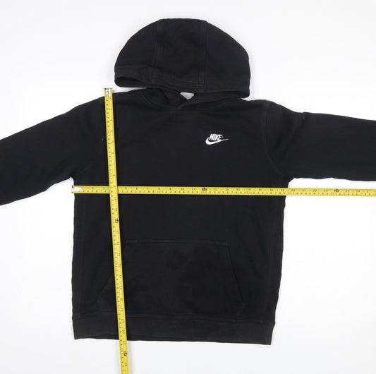 Nike Boys Black Pullover Hoodie XL 158-170cm Cotton Blend Logo Sweatshirt