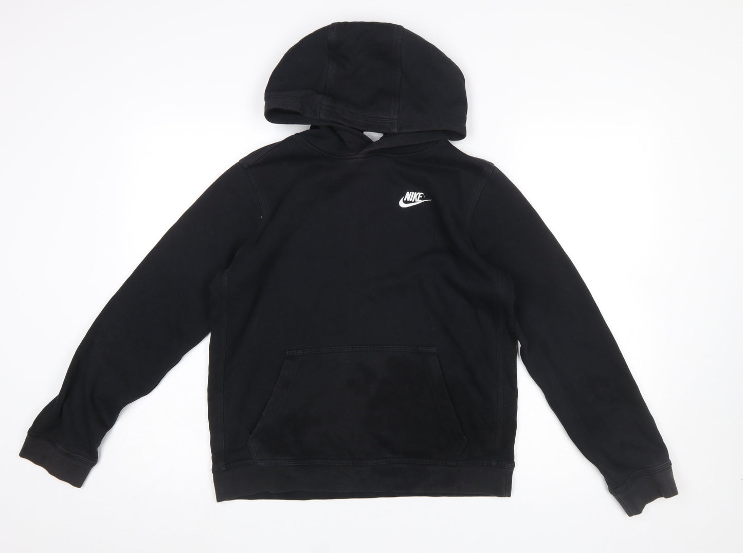 Nike Boys Black Pullover Hoodie XL 158-170cm Cotton Blend Logo Sweatshirt