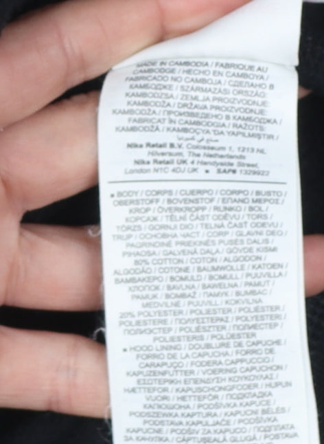 Nike Boys Black Pullover Hoodie XL 158-170cm Cotton Blend Logo Sweatshirt