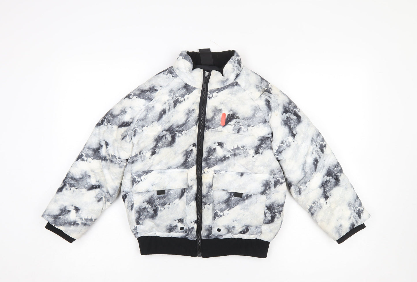 River Island Boys Black & White Tie Dye Puffer Jacket 7-8 Years Winter Coat