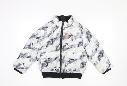 River Island Boys Black & White Tie Dye Puffer Jacket 7-8 Years Winter Coat