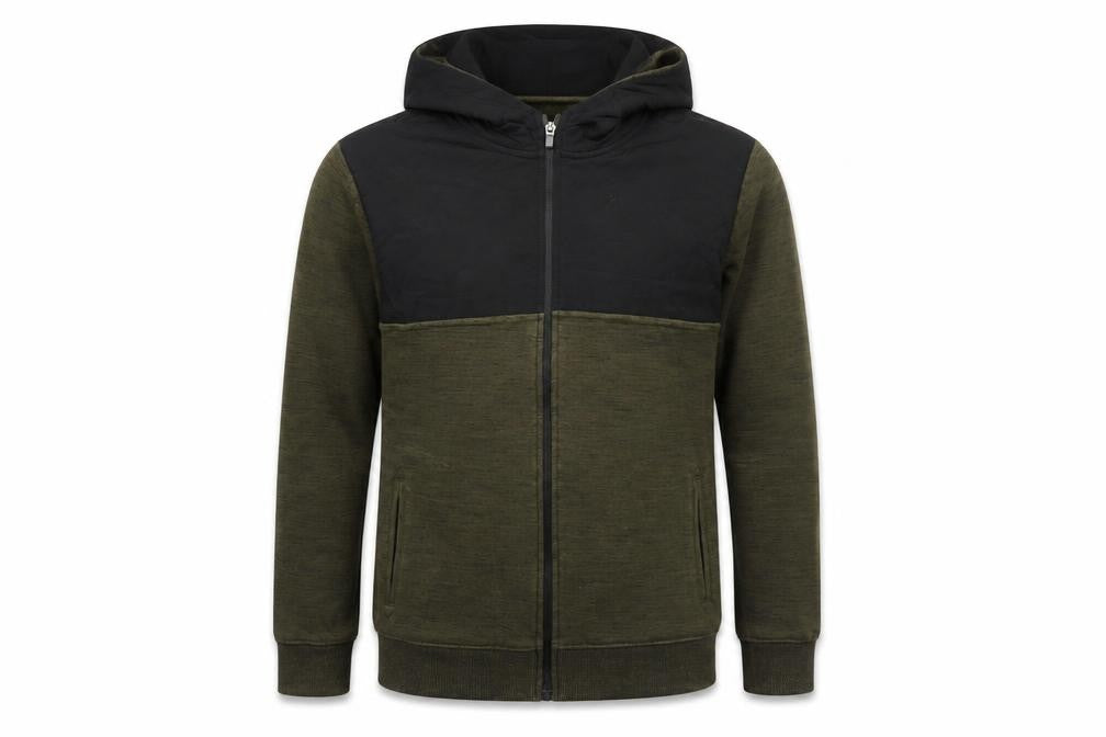 Marks and Spencer Boys Khaki & Black Full Zip Hoodie Age 13-14 Years