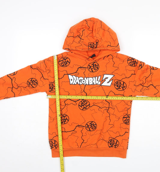 Primark Boys Orange Dragon Ball Z Pullover Hoodie 9-10 Years Anime Graphic Fleece