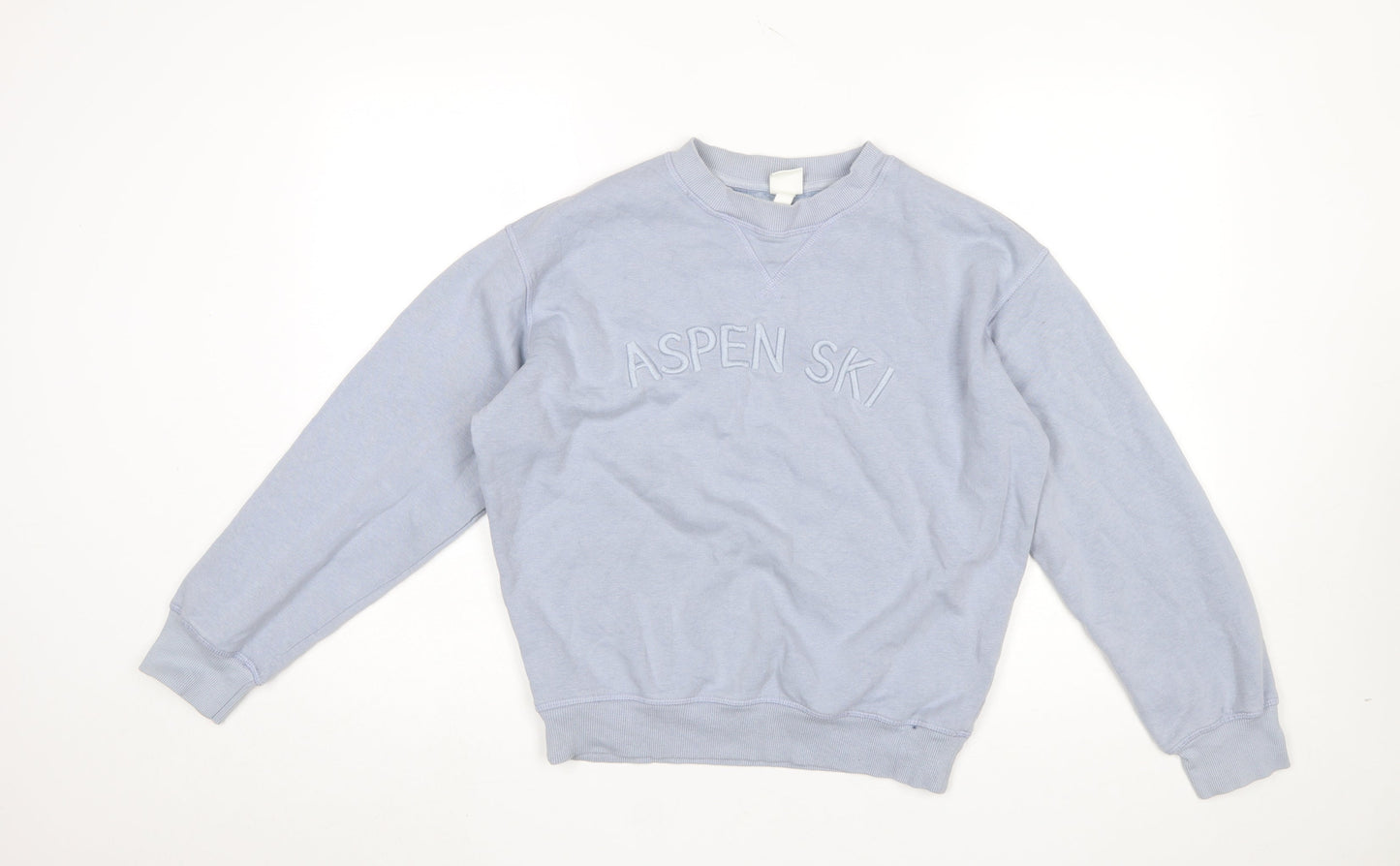 H&M Women Blue Aspen Ski Pullover Sweatshirt XS Cotton Blend