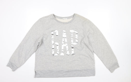 GAP Womens Grey Logo Pullover Sweatshirt Size XL Cotton Blend